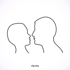 Couple in love, flat style. Valentine's day card. Vector illustration Icon Isolated on White Background.