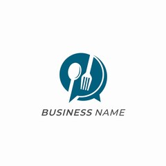 logo creative spoon and chat bubble