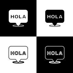 Set Hola icon isolated on black and white background. Vector