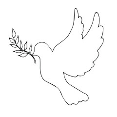 Hand-drawn illustration of a dove. Vector doodle birds isolated on white background for your design of wedding cards, posters, invitations.