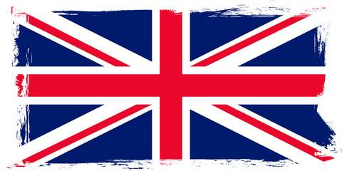 British flag, United Kingdom, banner with grunge brush. 