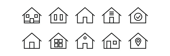 Home Icon Set. House Icon. Expanded Stroke.