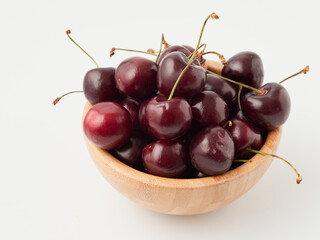 ripe cherries on a white background