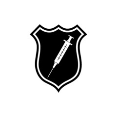 Vaccination protection shield icon isolated on white background