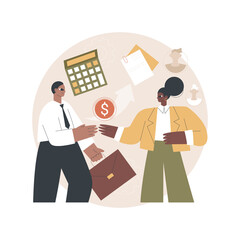 Accountant appointment abstract concept vector illustration. Schedule appointment, filing tax form, income statement and financial audit, tax agent service, clients list abstract metaphor.