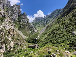 Fototapeta na wymiar A route through the mountains in Picos de Europa (Asturias, Spain) - Ruta del Cares