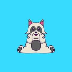 Cute dog is sitting. Animal cartoon concept isolated. Can used for t-shirt, greeting card, invitation card or mascot. Flat Cartoon Style