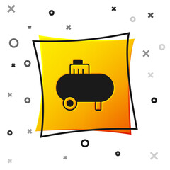 Black Air compressor icon isolated on white background. Yellow square button. Vector