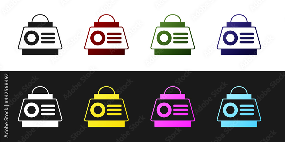 Poster Set Space capsule icon isolated on black and white background. Vector