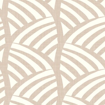 Minimal ecru jute geo texture pattern. Two tone washed out beach decor background. Modern rustic brown sand color design. Seamless geometric burlap effect pattern for shabby chic coastal living. 
