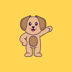 Cute dog hero. Animal cartoon concept isolated. Can used for t-shirt, greeting card, invitation card or mascot. Flat Cartoon Style