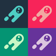 Pop art Comet falling down fast icon isolated on color background. Vector