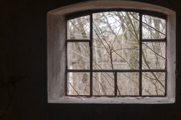 Obraz premium Windows in an old abandoned distillery 