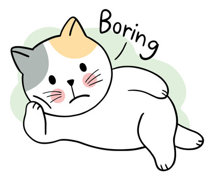 Cartoo n cute cat is boring day vector.