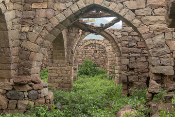 the ruins inside of abandoned historic inn ( samarah alm7ras ) located in Ibb government  on the old caravan road from Ibb to Taiz and Aden