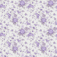 Floral seamless pattern luxury roses drawn on paper with paints