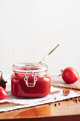 Tomato paste in a jar.