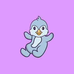 Cute bird is flying. Animal cartoon concept isolated. Can used for t-shirt, greeting card, invitation card or mascot. Flat Cartoon Style
