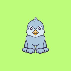 Cute bird is sitting. Animal cartoon concept isolated. Can used for t-shirt, greeting card, invitation card or mascot. Flat Cartoon Style