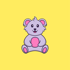 Cute koala is sitting. Animal cartoon concept isolated. Can used for t-shirt, greeting card, invitation card or mascot. Flat Cartoon Style