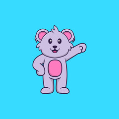 Cute koala hero. Animal cartoon concept isolated. Can used for t-shirt, greeting card, invitation card or mascot. Flat Cartoon Style