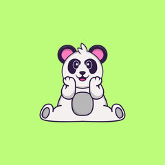 Cute Panda is sitting. Animal cartoon concept isolated. Can used for t-shirt, greeting card, invitation card or mascot. Flat Cartoon Style