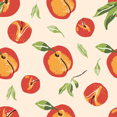 Background pattern of peaches on a white background.
