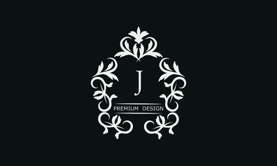 Monogram letter J. Luxury identity logo for restaurant, royalty, boutique, cafe, hotel, heraldic, fashion and more.