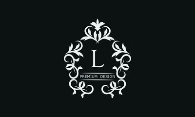 Monogram letter L. Luxury identity logo for restaurant, royalty, boutique, cafe, hotel, heraldic, fashion and more.