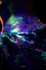 beautiful space neon body girl breast in space art style