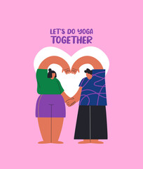Do yoga together couple love heart shape pose