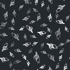 Grey Donation water icon isolated seamless pattern on black background. Vector