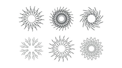 Set Abstract Collection Starburst Sunburst Sunset Black Line Doodle Design Elements Bursting Rays Sunrise Light Radiant Spark Vector Design Style