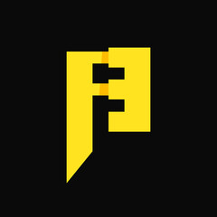 Letter FE Logo Concept. Yellow. Logo, Icon, Symbol and Sign. Black Background. Minimalist Logo