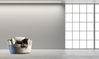 Illustration 3D rendering large luxury modern bright interiors Living room mockup computer digitally generated image