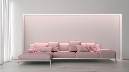Illustration 3D rendering large luxury modern bright interiors Living room mockup computer digitally generated image