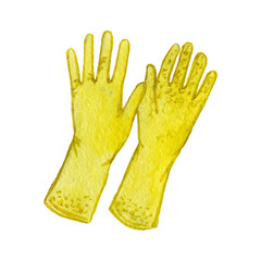 Rubber gloves for cleaning watercolor clip art