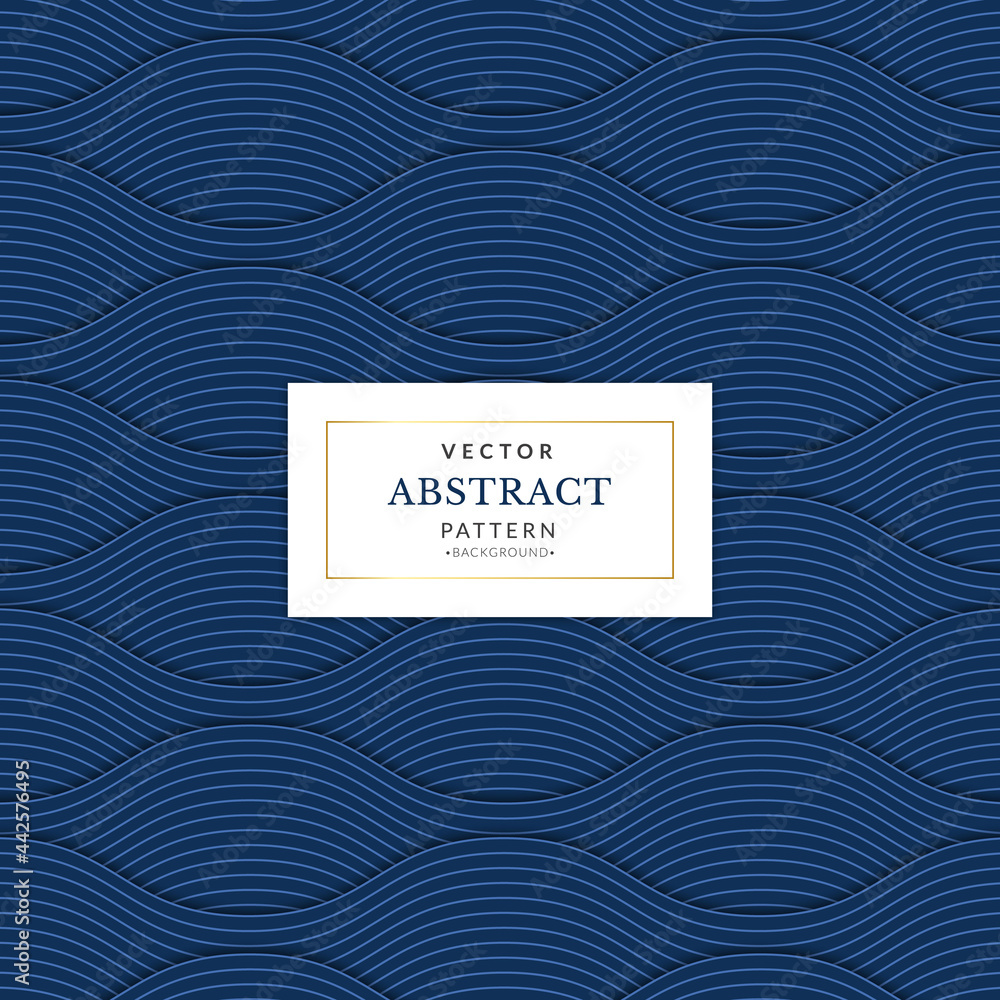 Fototapete abstract wave curves seamless pattern navy blue. water waves seamless pattern.