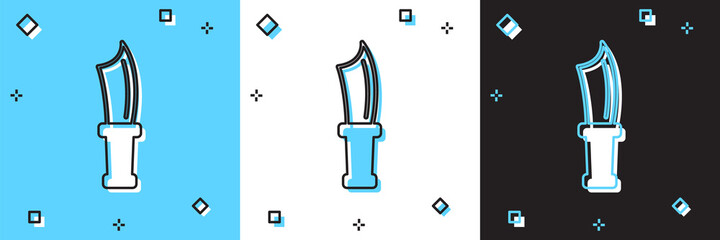 Set Diving knife icon isolated on blue and white, black background. Vector