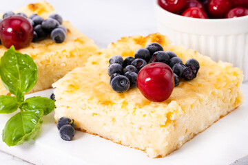 Cottage cheese casserole with berries. Сurd pie