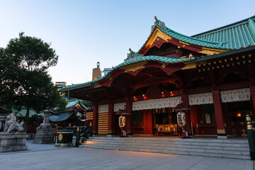 東京都 夕暮れの神田明神 拝殿