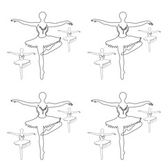 A ballet dancer in a ballet pose. A ballerina drawn with a single line. Ballerina one line.