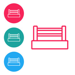 Red line Boxing ring icon isolated on white background. Set icons in circle buttons. Vector