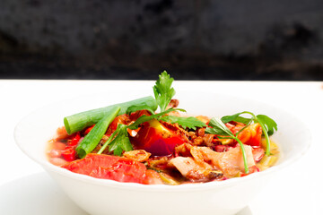 Vegetable Peanuts, a typical Indonesian menu on a white background