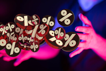 sale digital percent in hand.