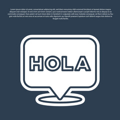 Blue line Hola icon isolated on blue background. Vector