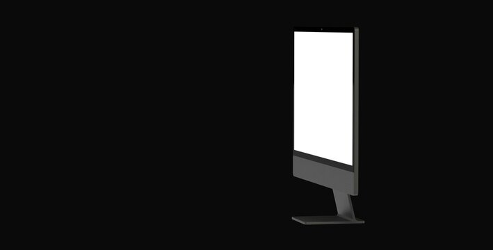 Workspace blank screen desktop computer, Mockup computer background dark black