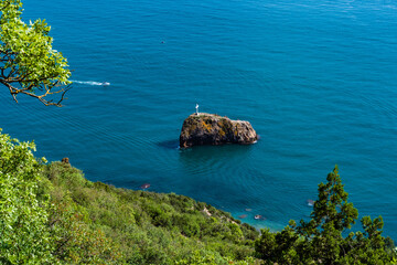 Serene view of Saint George rock island in Crimea