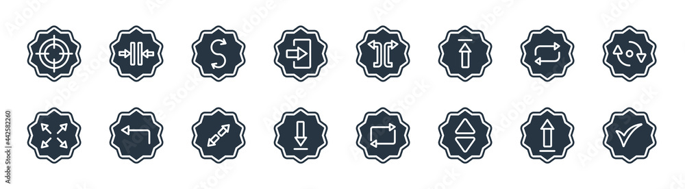 Poster arrows filled icons. glyph vector icons such as confirm, up and down arrows, down arrow, expad arrow
