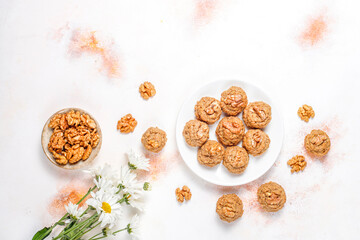 Homemade delicious organic walnut cookies.